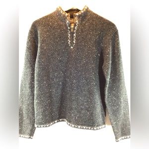 WooLRich  ladies women’s medium onyx heather pullover quarter pullover sweater